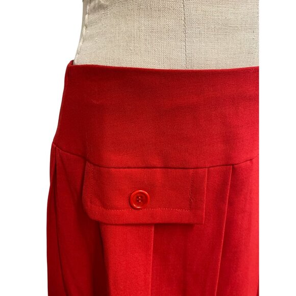 Vintage Y2K Trina Turk Los Angeles Red Pleated Skirt With Button Details Size 6 - Picture 3 of 8